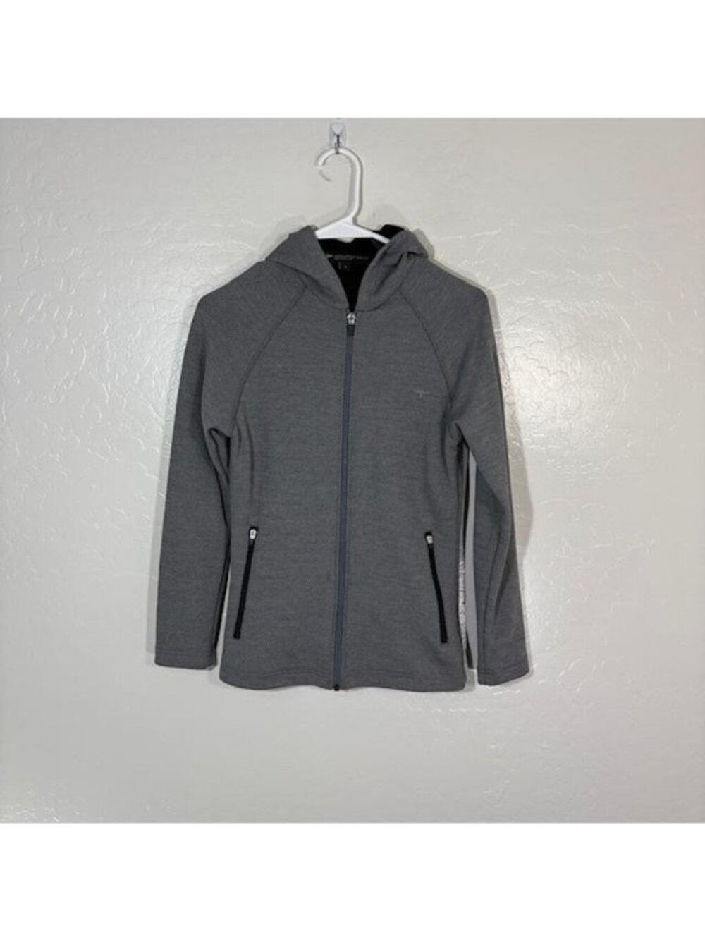 Untouched World Jacket Womens 8 Gray Merino Wool Hooded Full Zip New Zealand